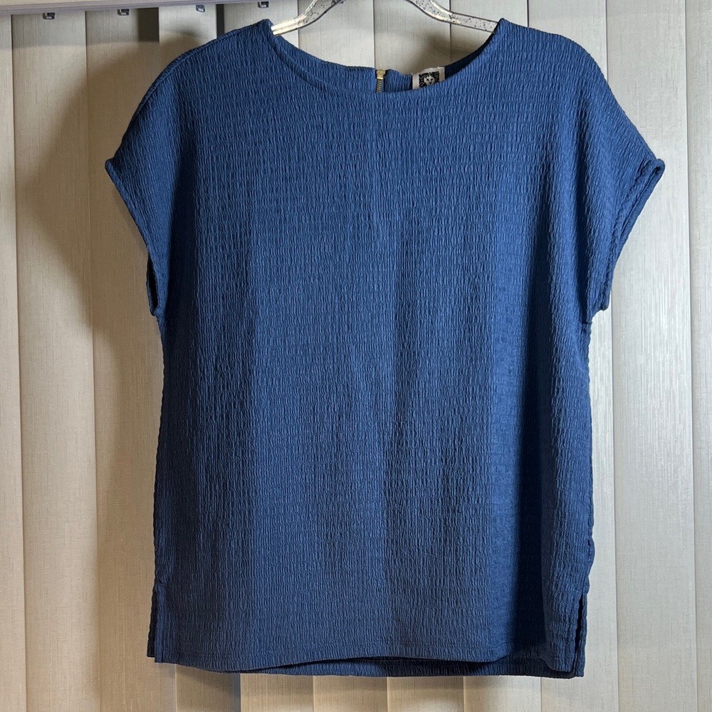 Anne Klein Blue Textured Blouse